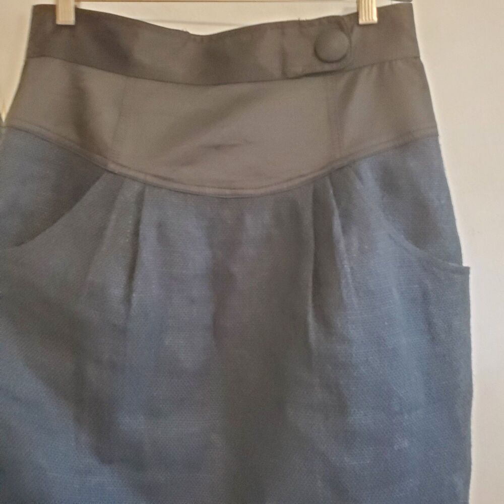 Nanette Lepore Women's Linen Pencil Skirt Size 12 Career Office Classic Twee Y2K - Picture 4 of 16